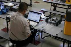 Steve writing code
